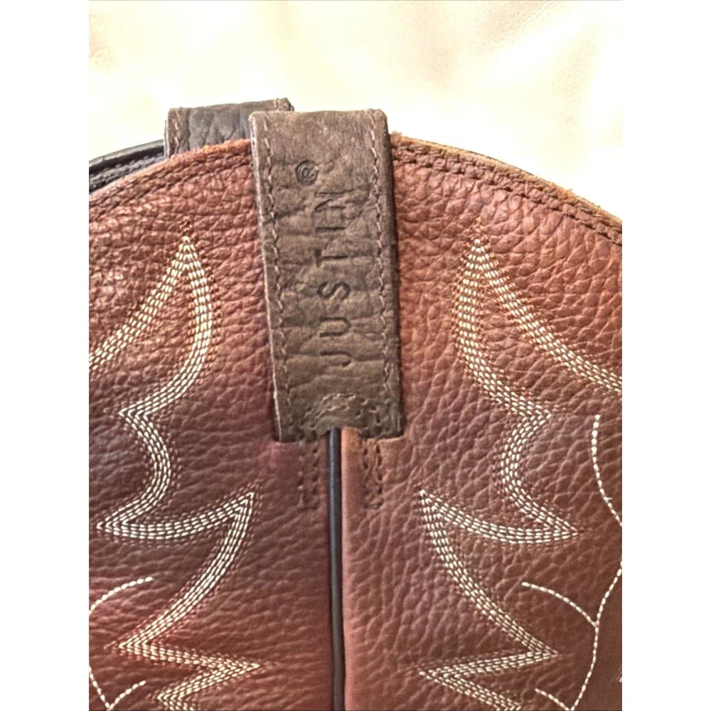 Justin Boots 11D Chet Mens Stampede Cowboy Leather Brown 7222